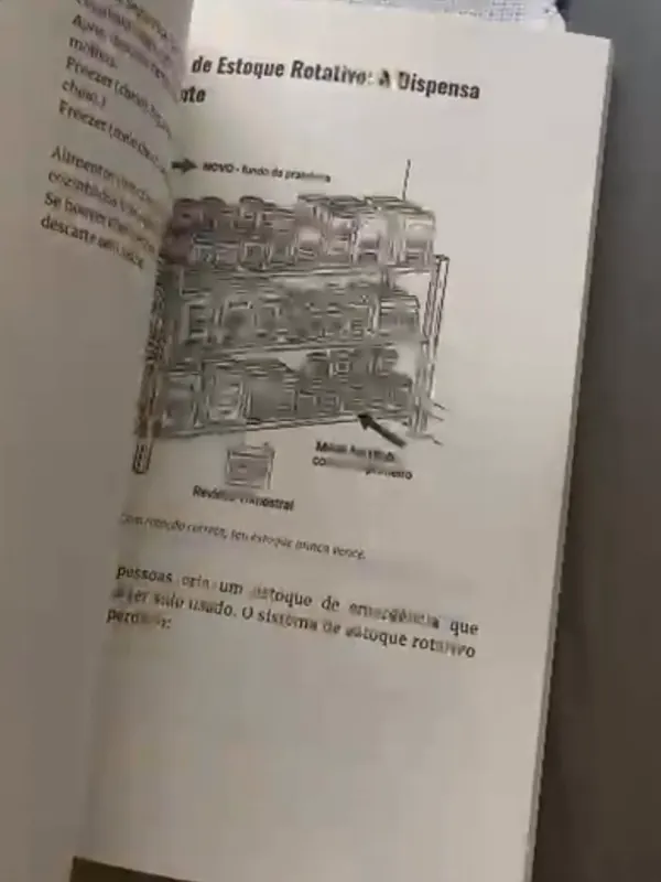 Página interna real do livro sobre estoque rotativo e despensa